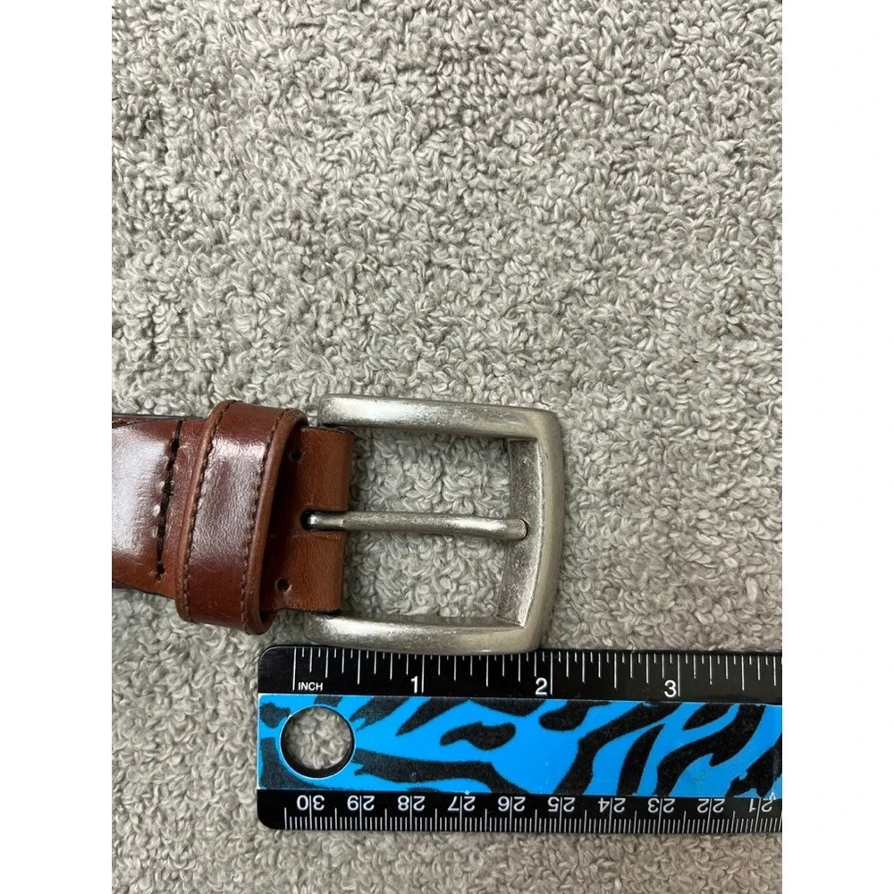 Johnston & Murphy Mens Brown Leather Dress Belt Silver Buckle Size 36 21-31801